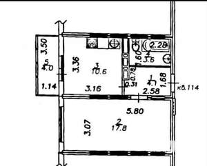 1-к квартира, вторичка, 38м2, 7/16 этаж