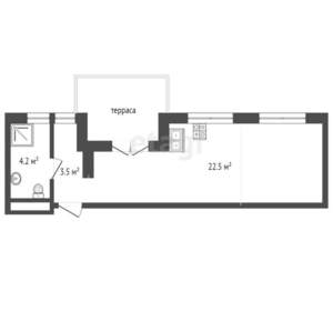 Студия квартира, вторичка, 31м2, 1/7 этаж