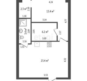1-к квартира, вторичка, 49м2, 1/5 этаж
