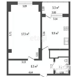 1-к квартира, вторичка, 39м2, 10/10 этаж