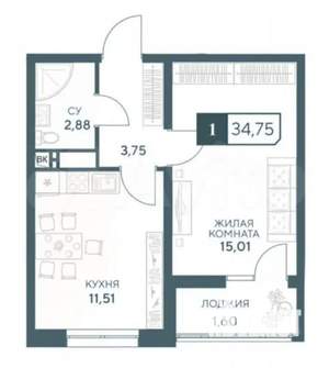 1-к квартира, вторичка, 35м2, 4/20 этаж