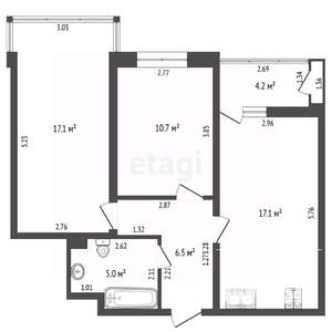 2-к квартира, вторичка, 56м2, 10/18 этаж