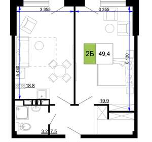 2-к квартира, вторичка, 49м2, 9/9 этаж