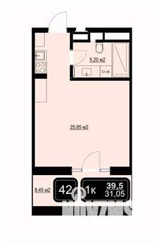 Студия квартира, вторичка, 40м2, 2/9 этаж
