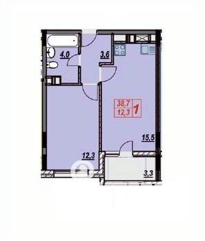 1-к квартира, вторичка, 39м2, 7/9 этаж