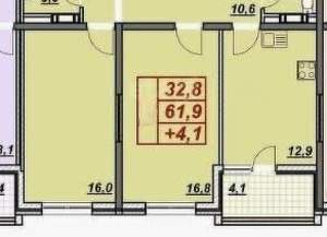 2-к квартира, вторичка, 66м2, 15/17 этаж