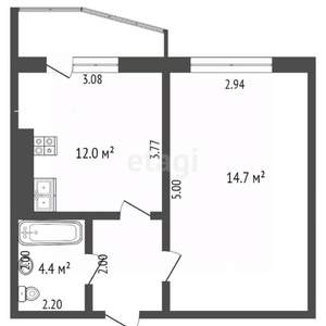 1-к квартира, вторичка, 35м2, 1/5 этаж