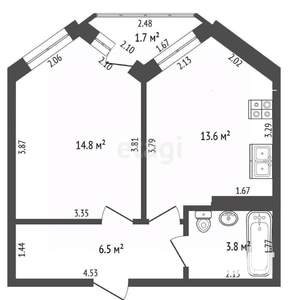 1-к квартира, вторичка, 41м2, 15/16 этаж