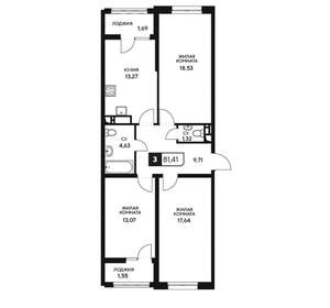 3-к квартира, вторичка, 81м2, 2/20 этаж