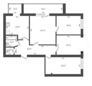 4-к квартира, вторичка, 86м2, 3/9 этаж