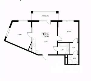 2-к квартира, вторичка, 68м2, 6/8 этаж
