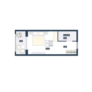 Студия квартира, вторичка, 31м2, 3/9 этаж