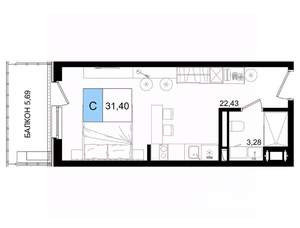 Студия квартира, вторичка, 31м2, 4/8 этаж
