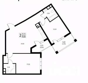 2-к квартира, вторичка, 73м2, 5/8 этаж