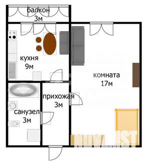 1-к квартира, вторичка, 35м2, 1/10 этаж