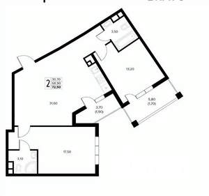 2-к квартира, вторичка, 73м2, 6/8 этаж