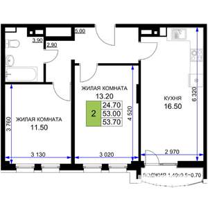 2-к квартира, вторичка, 55м2, 4/12 этаж