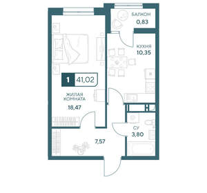 1-к квартира, вторичка, 41м2, 3/20 этаж