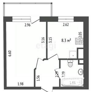 1-к квартира, вторичка, 30м2, 2/7 этаж