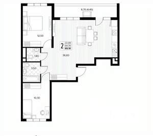 2-к квартира, вторичка, 69м2, 5/8 этаж