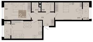 2-к квартира, вторичка, 68м2, 4/8 этаж