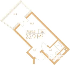 1-к квартира, вторичка, 30м2, 4/9 этаж