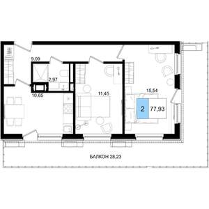 2-к квартира, строящийся дом, 78м2, 6/8 этаж