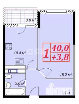 1-к квартира, вторичка, 44м2, 5/13 этаж