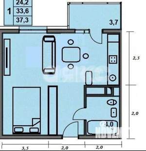 1-к квартира, вторичка, 37м2, 5/5 этаж