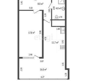1-к квартира, вторичка, 58м2, 5/23 этаж