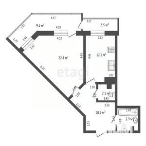 1-к квартира, вторичка, 63м2, 12/16 этаж