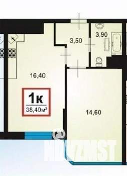 1-к квартира, вторичка, 38м2, 7/16 этаж