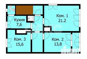 3-к квартира, вторичка, 70м2, 2/2 этаж