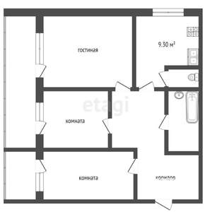 3-к квартира, вторичка, 78м2, 7/9 этаж