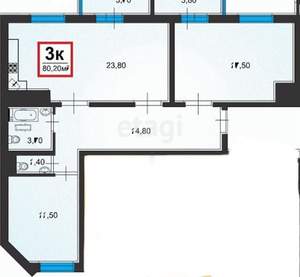 2-к квартира, вторичка, 94м2, 2/15 этаж