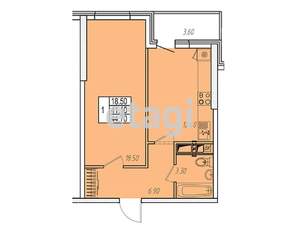 1-к квартира, вторичка, 45м2, 14/14 этаж