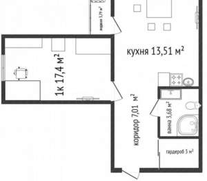 1-к квартира, вторичка, 49м2, 9/13 этаж