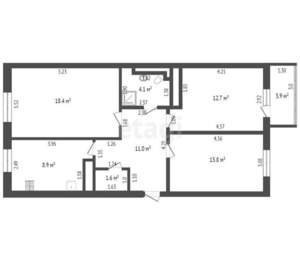 3-к квартира, вторичка, 74м2, 4/9 этаж