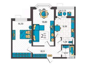 2-к квартира, вторичка, 59м2, 2/9 этаж