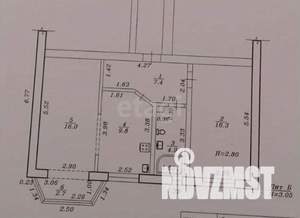 2-к квартира, вторичка, 54м2, 1/4 этаж