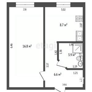 1-к квартира, вторичка, 37м2, 2/4 этаж
