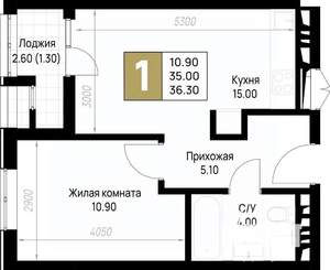 1-к квартира, вторичка, 36м2, 3/12 этаж