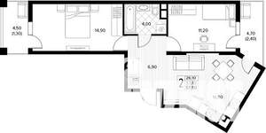 2-к квартира, вторичка, 58м2, 5/8 этаж