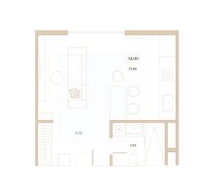 Студия квартира, вторичка, 34м2, 2/7 этаж