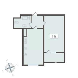 1-к квартира, вторичка, 43м2, 2/16 этаж