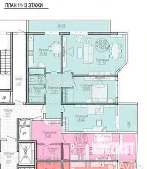 4-к квартира, вторичка, 154м2, 12/23 этаж