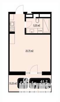 Студия квартира, вторичка, 41м2, 4/9 этаж