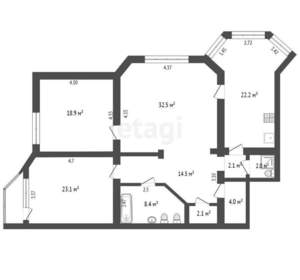 3-к квартира, вторичка, 130м2, 3/9 этаж