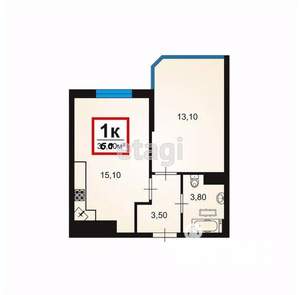 1-к квартира, вторичка, 36м2, 11/15 этаж