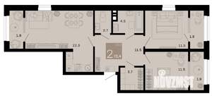 2-к квартира, вторичка, 73м2, 2/8 этаж